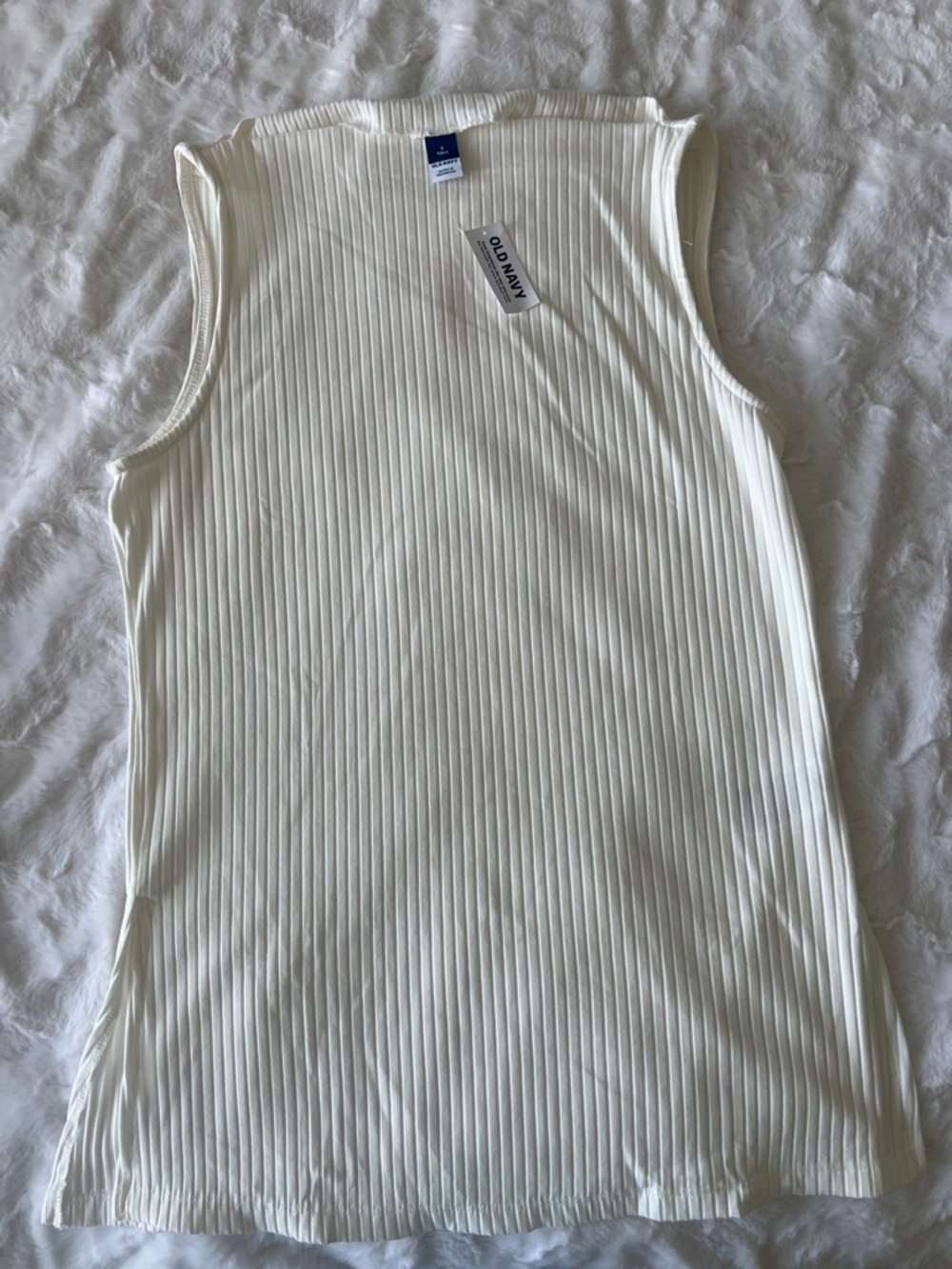 Old Navy Cream Ribbed Sleeveless Tank Top